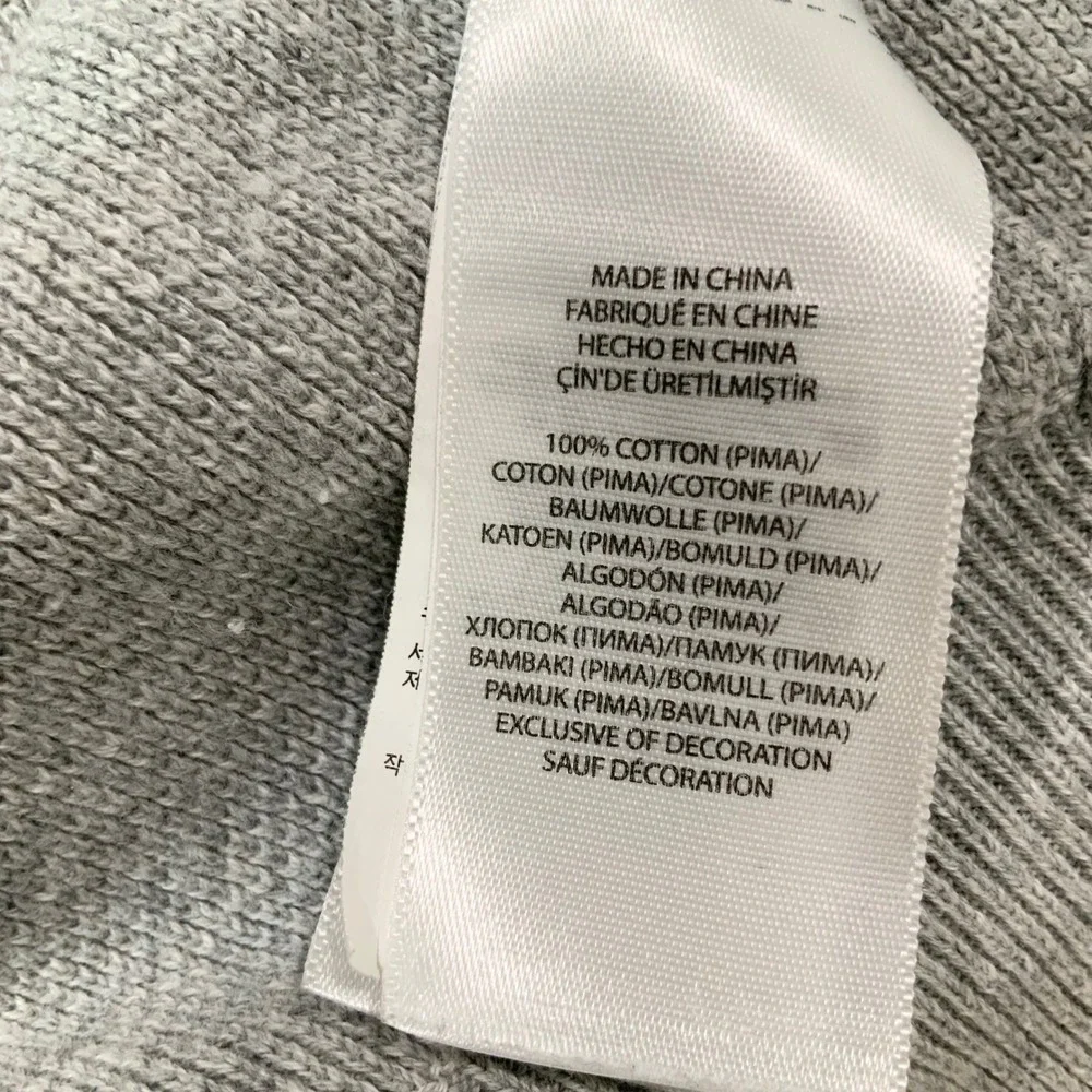 Polo Ralph Lauren Grey Pima Cotton Sweater M Quarter Zip Mock Neck Long Sleeve